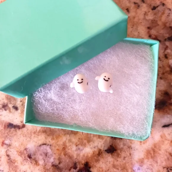 Baby Ghost Stud Earrings - Picture 2 of 3